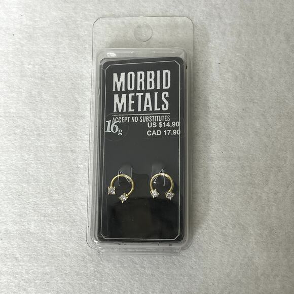 Morbid Metals 16g Gold Rhinestone 2 PK Septum Rings - Picture 1 of 5